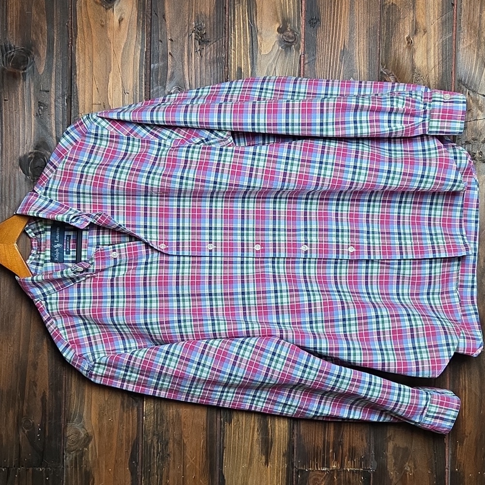 Ralph Lauren Multicolor Plaid Button-Down Shirt Men's Classic Fit Cotton
